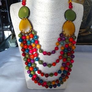Tagua nut, ACAI seeds Necklace set, Earrings, multicolor, handmade Ecuador